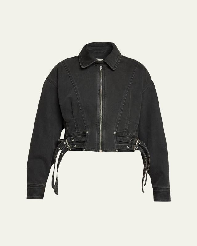 Santa Cropped Cotton Denim Jacket